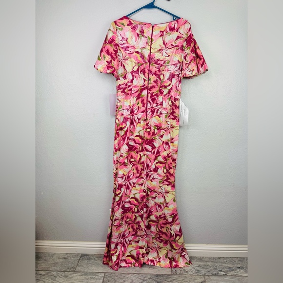 NEW JS Collections Pink Floral LOUISA Bow BOAT NECK Sequins MERMAID GOWN - Picture 9 of 11